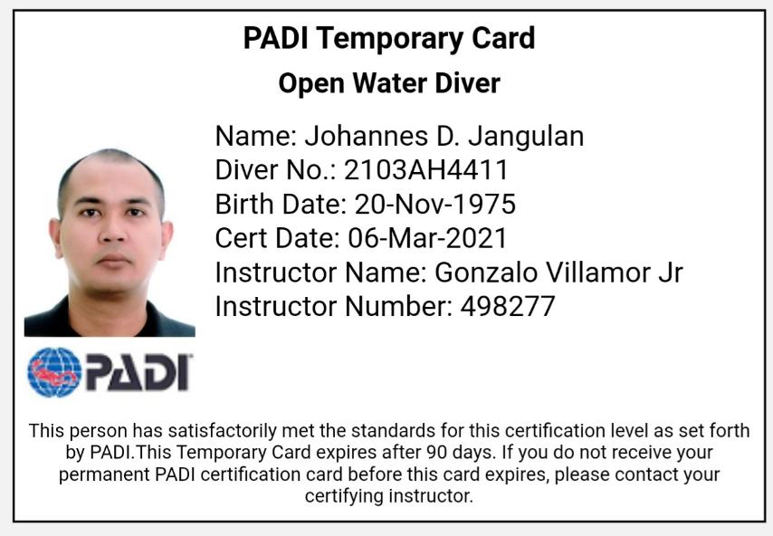PADI-Temporary-Card-Diver-No-2103AH4411